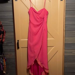 Prom dress. Raspberry chiffon over coral chiffon